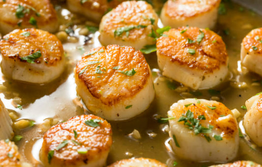 Scallops in Creamy White Wine Sauce with Capers