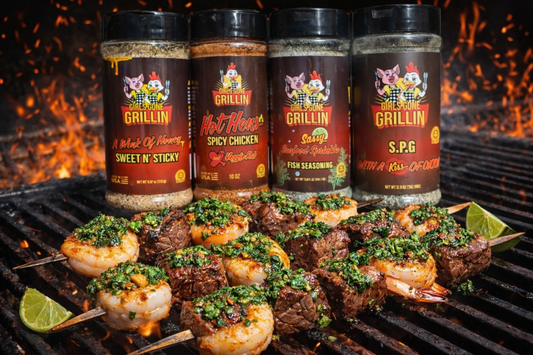 Surf & Turf Skewers with Chimichurri – Girls Gone Grillin’ Style