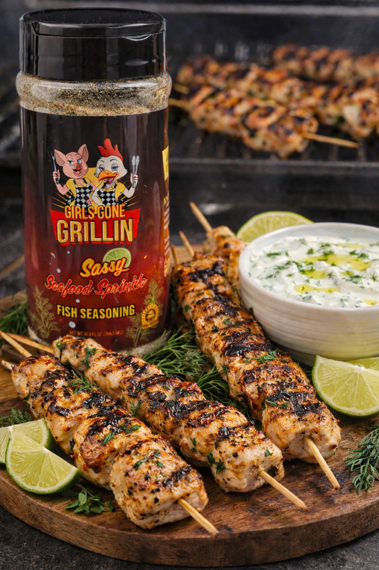 Chicken Skewers with Tzatziki Sauce (Mediterranean Style)