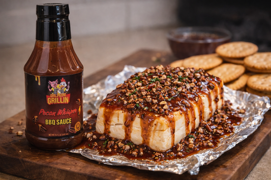 Smoked Cream Cheese with Pecan Whisper Drizzle