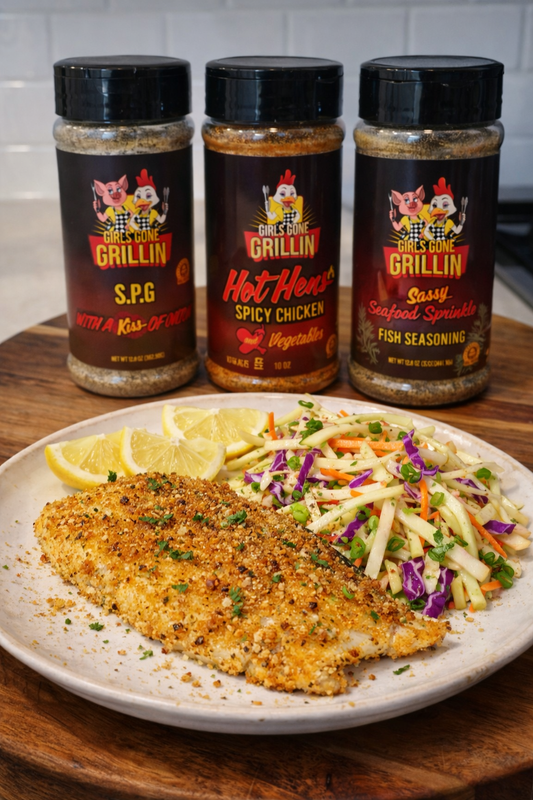 Baked Crispy Flounder with Apple Coleslaw
