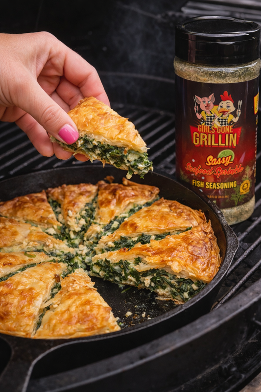 Girls Gone Grillin’ Spanakopita (with Sassy Seafood)