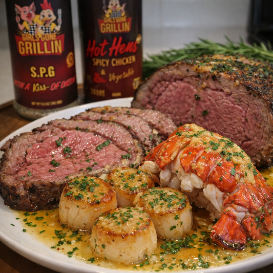 Garlic Butter Poached Lobster & Seared Scallops