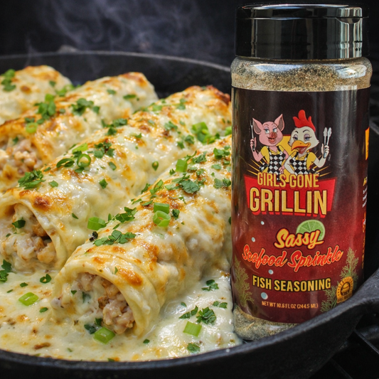 Crab Enchiladas with Creamy White Sauce (Girls Gone Grillin’ Style)