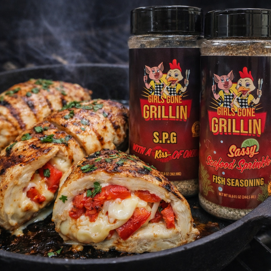 Roasted Red Pepper &  Mozzarella Stuffed Chicken (Girls Gone Grillin’ Style)