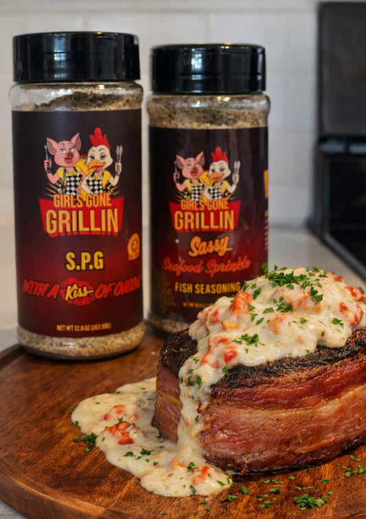 Bacon-Wrapped Filet Mignon with Lobster Cream Sauce Girls Gone Grillin’ Style