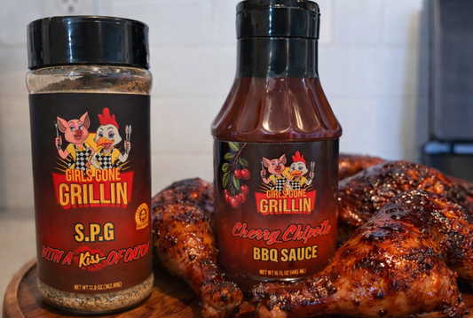 Cherry Chipotle BBQ Chicken  Quarters Girls Gone Grillin’ Style