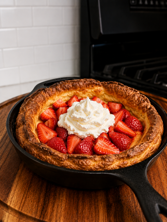 Smoked Strawberry Dutch Baby girls Gone Grillin' Style