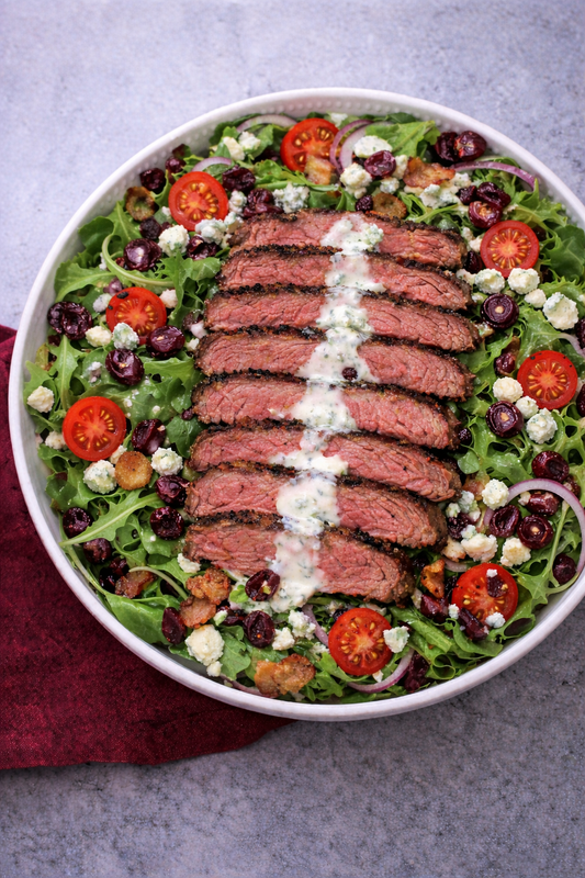 Grilled Steak Salad with Blue Cheese, Cranberries & Bacon Girls Gone Grillin’ Style
