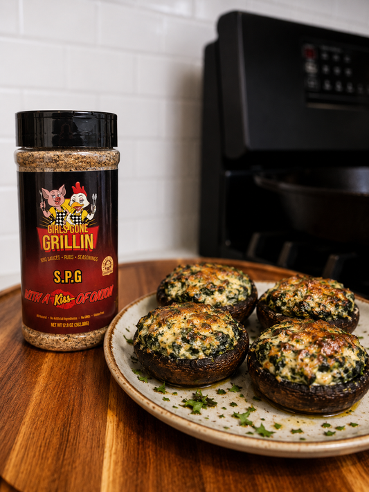 Smoked Spinach Stuffed Portobello Mushrooms Girls Gone Grillin' Style