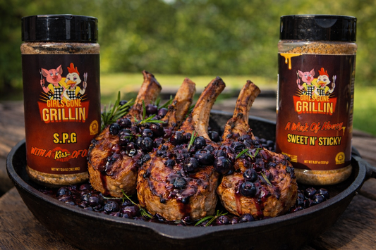 Lamb Chops with Blueberry and Rosemary Sauce-Girls Gone Grillin’ Style